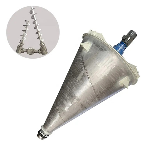 Single cone double screw mixer