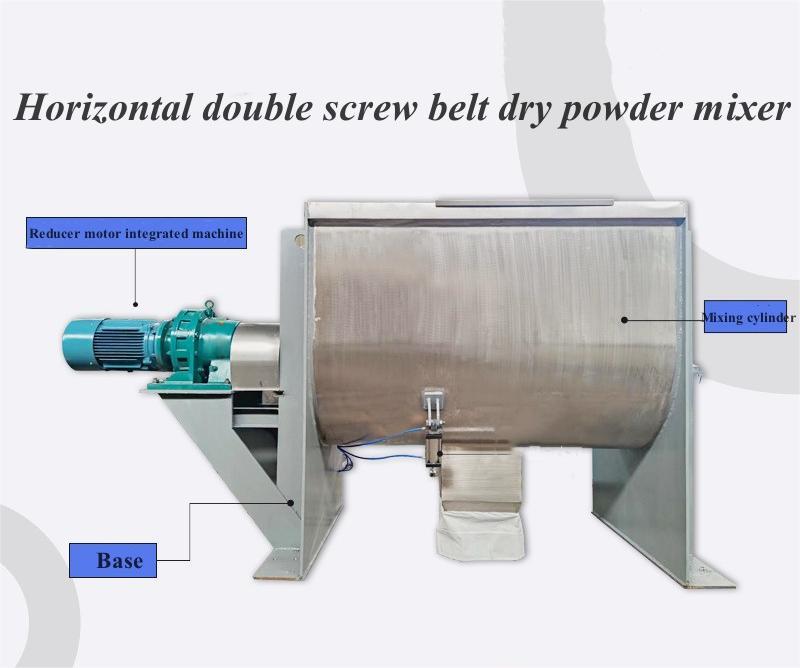 Horizontal double screw belt dry powder mixer